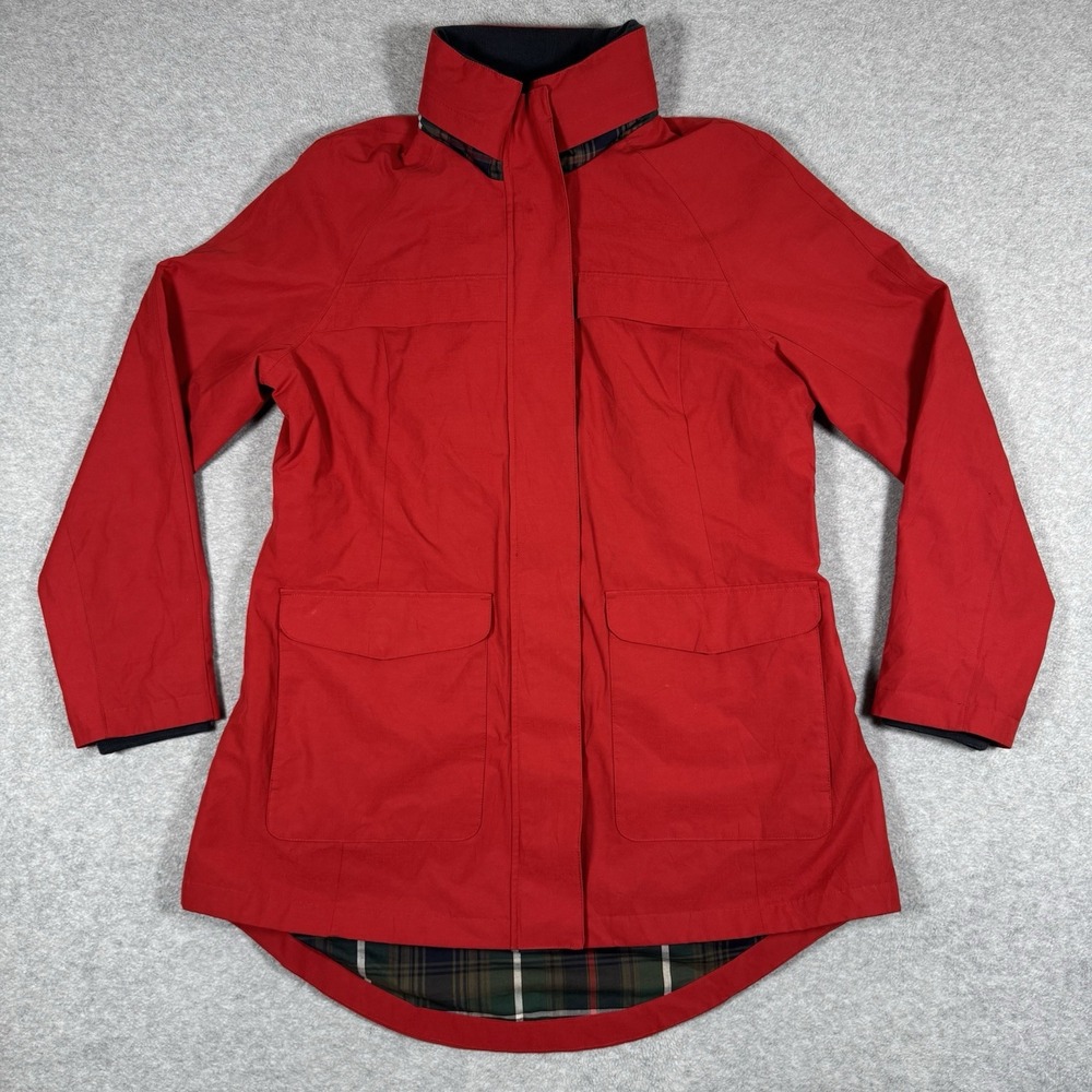 Pendleton Women's Utility Jacket L Red Plaid Lined Field Coat Snap Zip